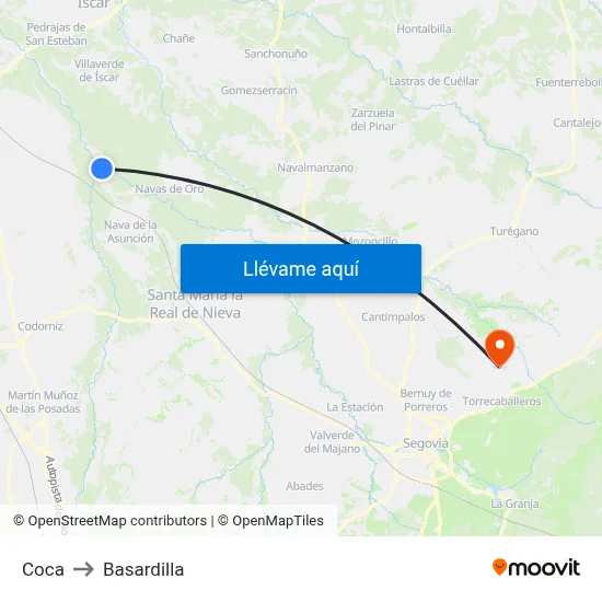 Coca to Basardilla map