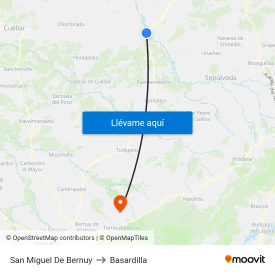 San Miguel De Bernuy to Basardilla map