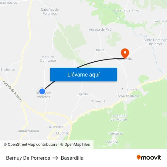 Bernuy De Porreros to Basardilla map