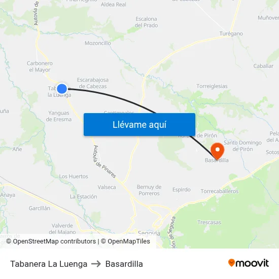 Tabanera La Luenga to Basardilla map