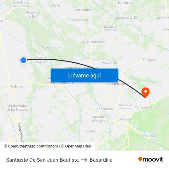 Santiuste De San Juan Bautista to Basardilla map