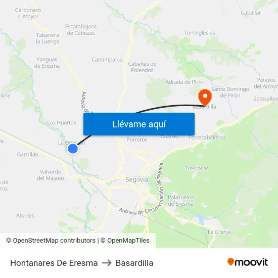 Hontanares De Eresma to Basardilla map