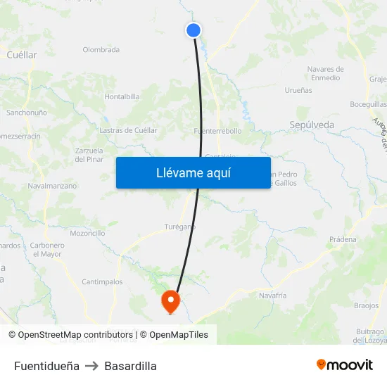 Fuentidueña to Basardilla map