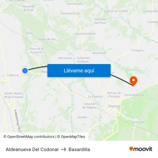 Aldeanueva Del Codonal to Basardilla map
