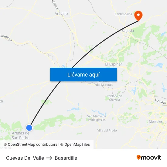 Cuevas Del Valle to Basardilla map