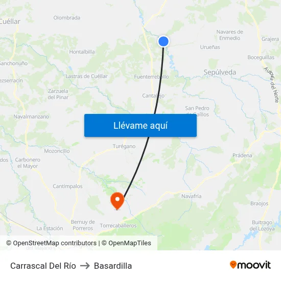 Carrascal Del Río to Basardilla map