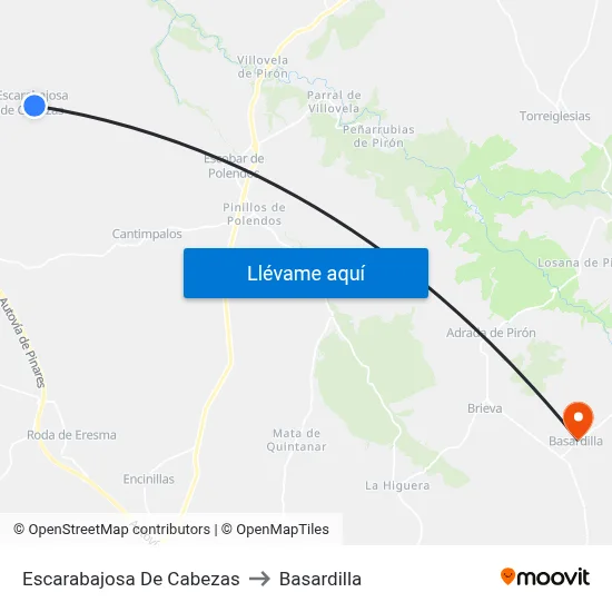 Escarabajosa De Cabezas to Basardilla map