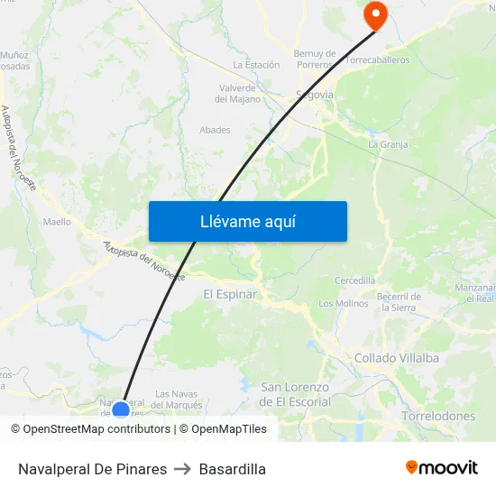 Navalperal De Pinares to Basardilla map