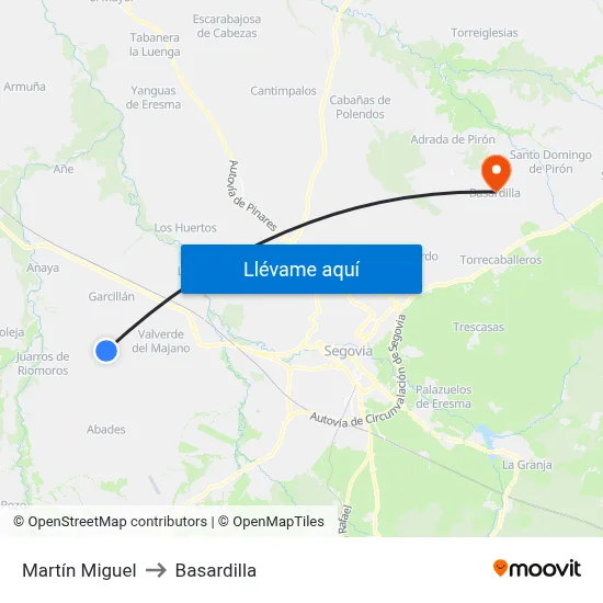 Martín Miguel to Basardilla map