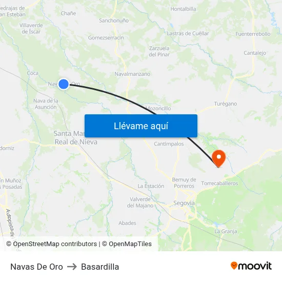 Navas De Oro to Basardilla map