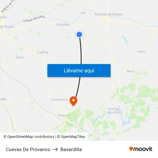 Cuevas De Provanco to Basardilla map