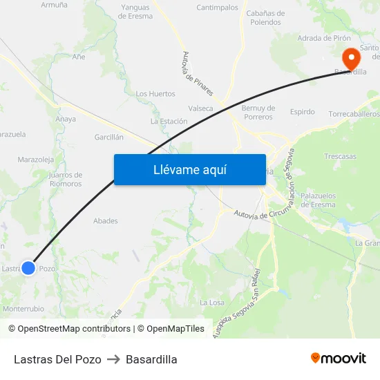 Lastras Del Pozo to Basardilla map