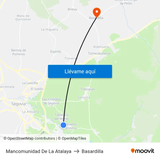 Mancomunidad De La Atalaya to Basardilla map