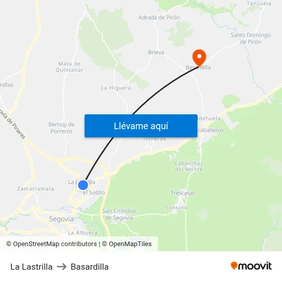 La Lastrilla to Basardilla map