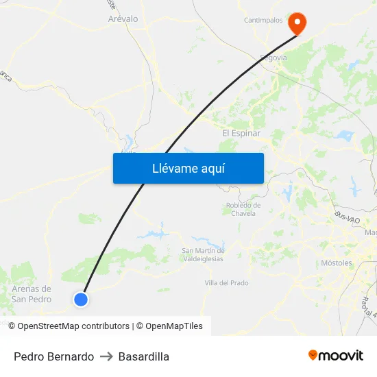 Pedro Bernardo to Basardilla map