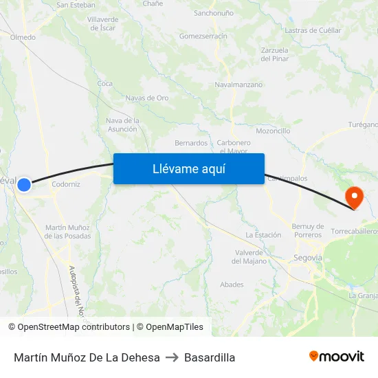 Martín Muñoz De La Dehesa to Basardilla map