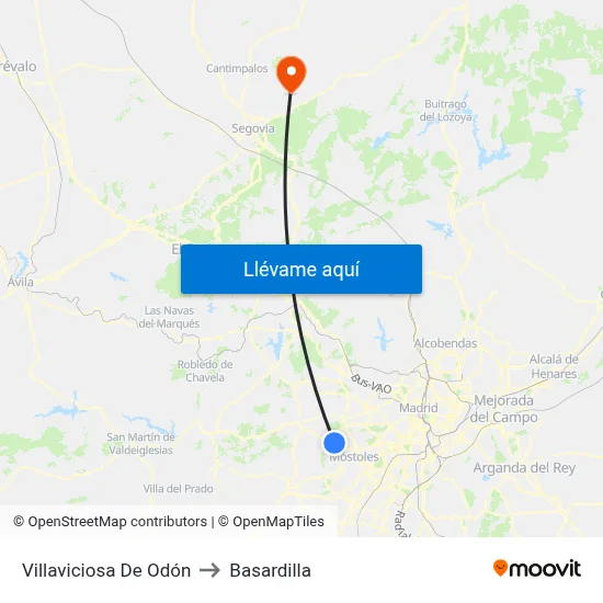 Villaviciosa De Odón to Basardilla map
