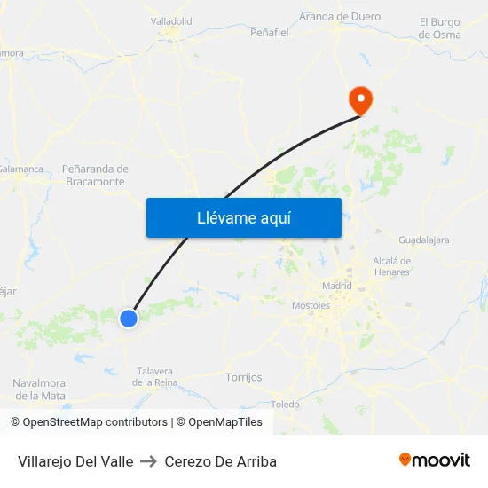 Villarejo Del Valle to Cerezo De Arriba map