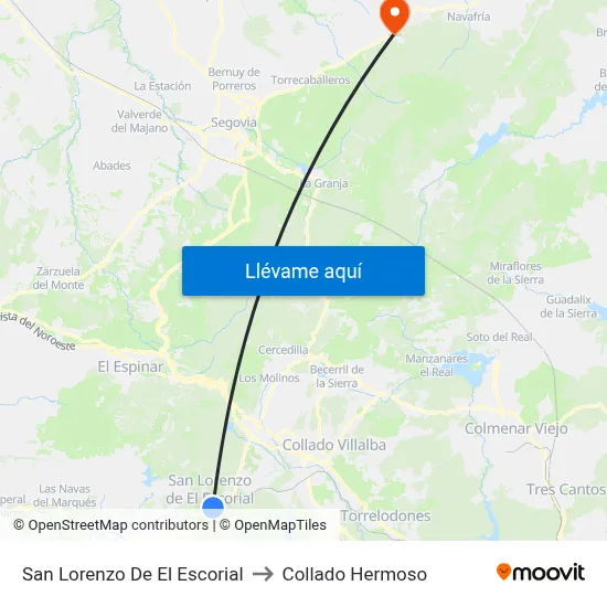 San Lorenzo De El Escorial to Collado Hermoso map