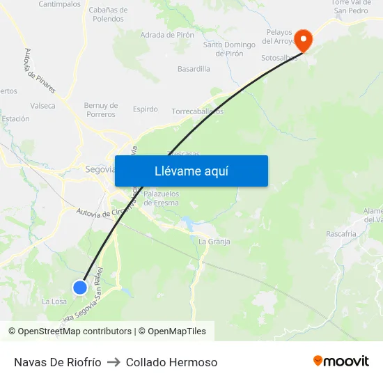 Navas De Riofrío to Collado Hermoso map