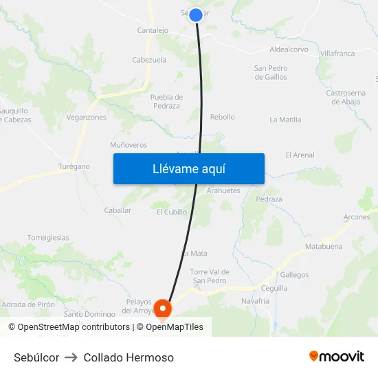 Sebúlcor to Collado Hermoso map