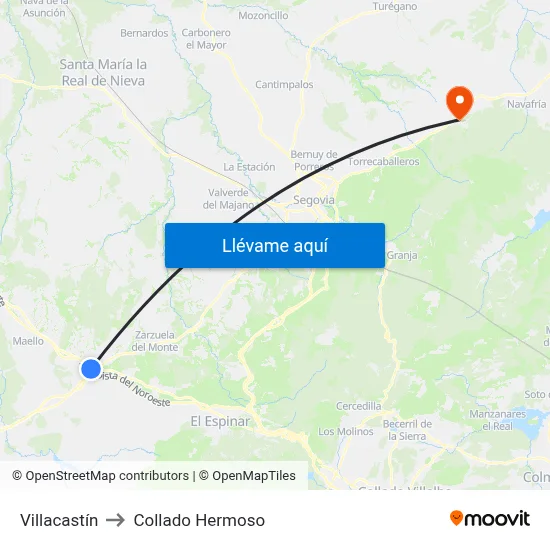 Villacastín to Collado Hermoso map