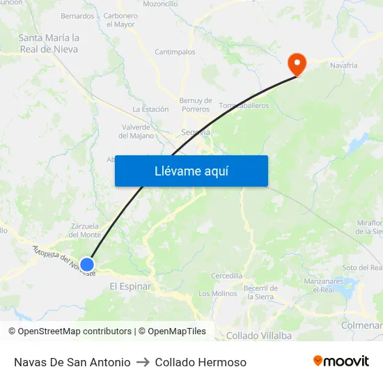 Navas De San Antonio to Collado Hermoso map