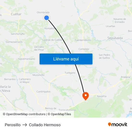 Perosillo to Collado Hermoso map