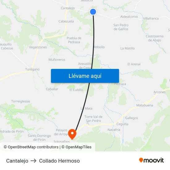 Cantalejo to Collado Hermoso map