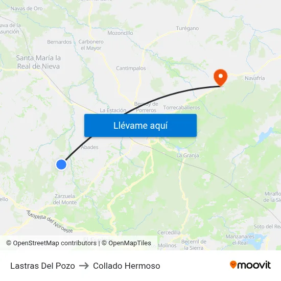 Lastras Del Pozo to Collado Hermoso map