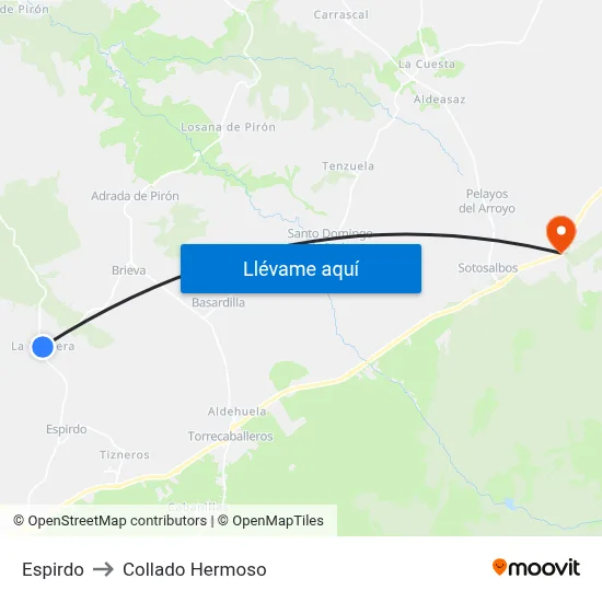 Espirdo to Collado Hermoso map