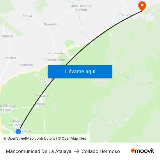 Mancomunidad De La Atalaya to Collado Hermoso map