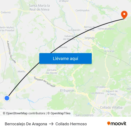 Berrocalejo De Aragona to Collado Hermoso map
