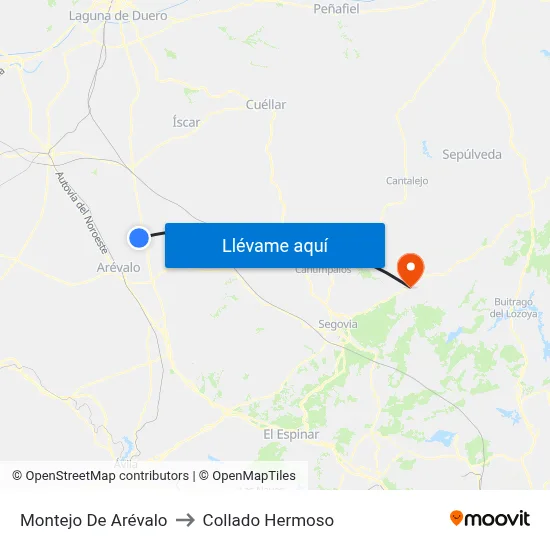 Montejo De Arévalo to Collado Hermoso map