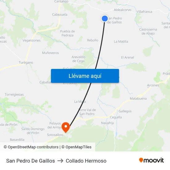 San Pedro De Gaíllos to Collado Hermoso map
