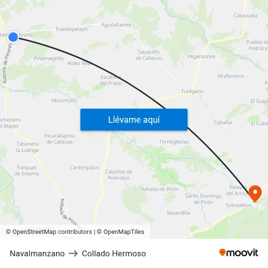 Navalmanzano to Collado Hermoso map
