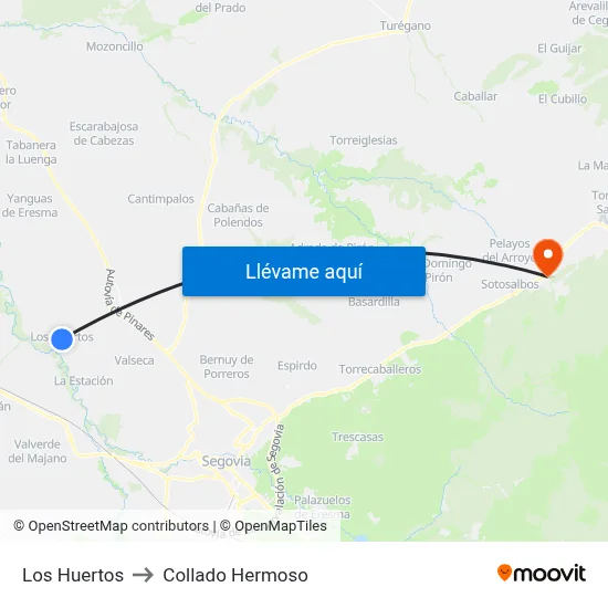 Los Huertos to Collado Hermoso map