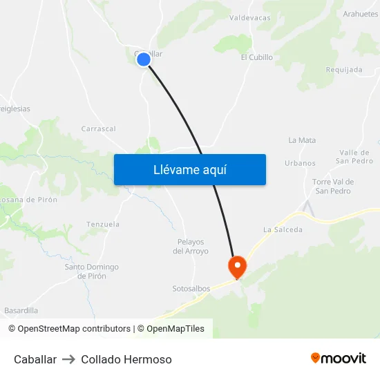 Caballar to Collado Hermoso map