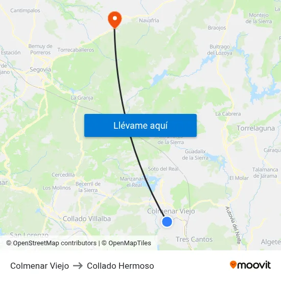 Colmenar Viejo to Collado Hermoso map