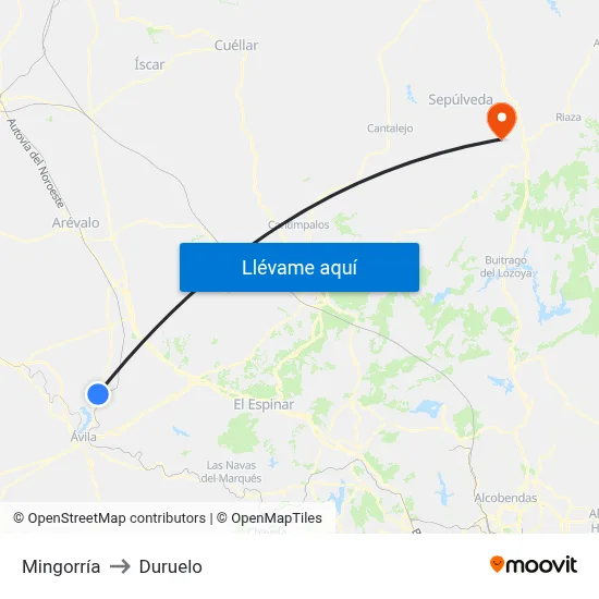 Mingorría to Duruelo map