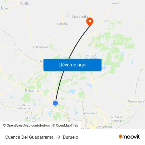 Cuenca Del Guadarrama to Duruelo map
