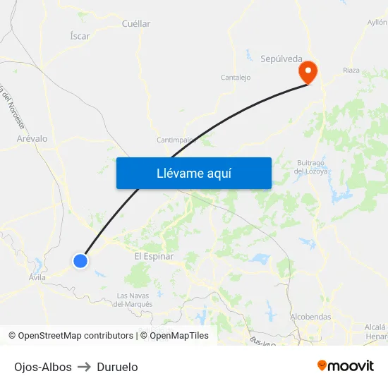 Ojos-Albos to Duruelo map