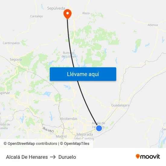 Alcalá De Henares to Duruelo map