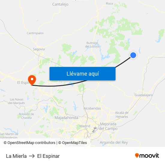 La Mierla to El Espinar map
