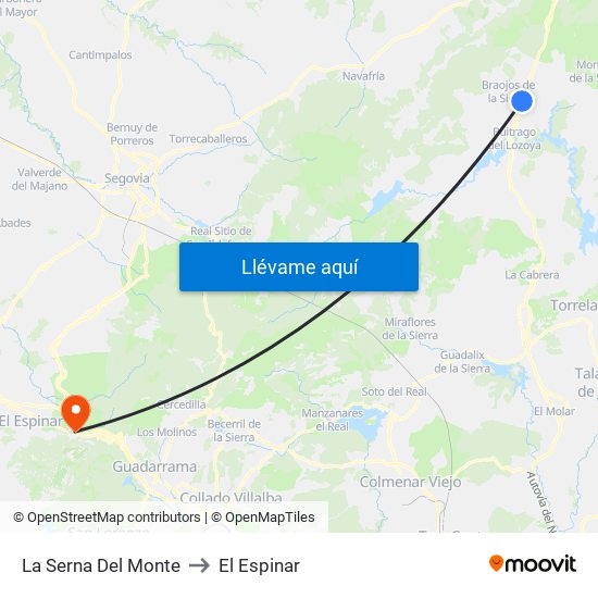 La Serna Del Monte to El Espinar map