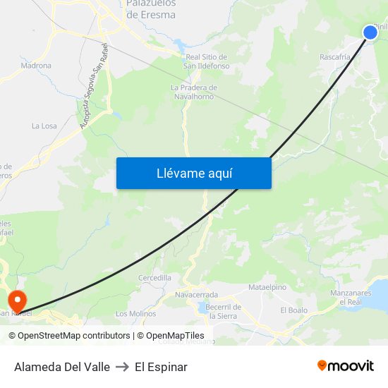 Alameda Del Valle to El Espinar map