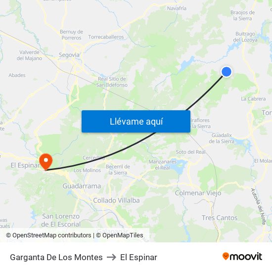 Garganta De Los Montes to El Espinar map