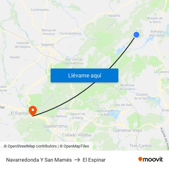 Navarredonda Y San Mamés to El Espinar map