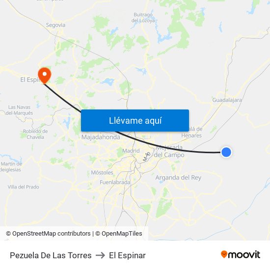 Pezuela De Las Torres to El Espinar map