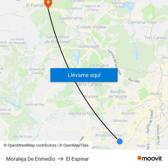 Moraleja De Enmedio to El Espinar map